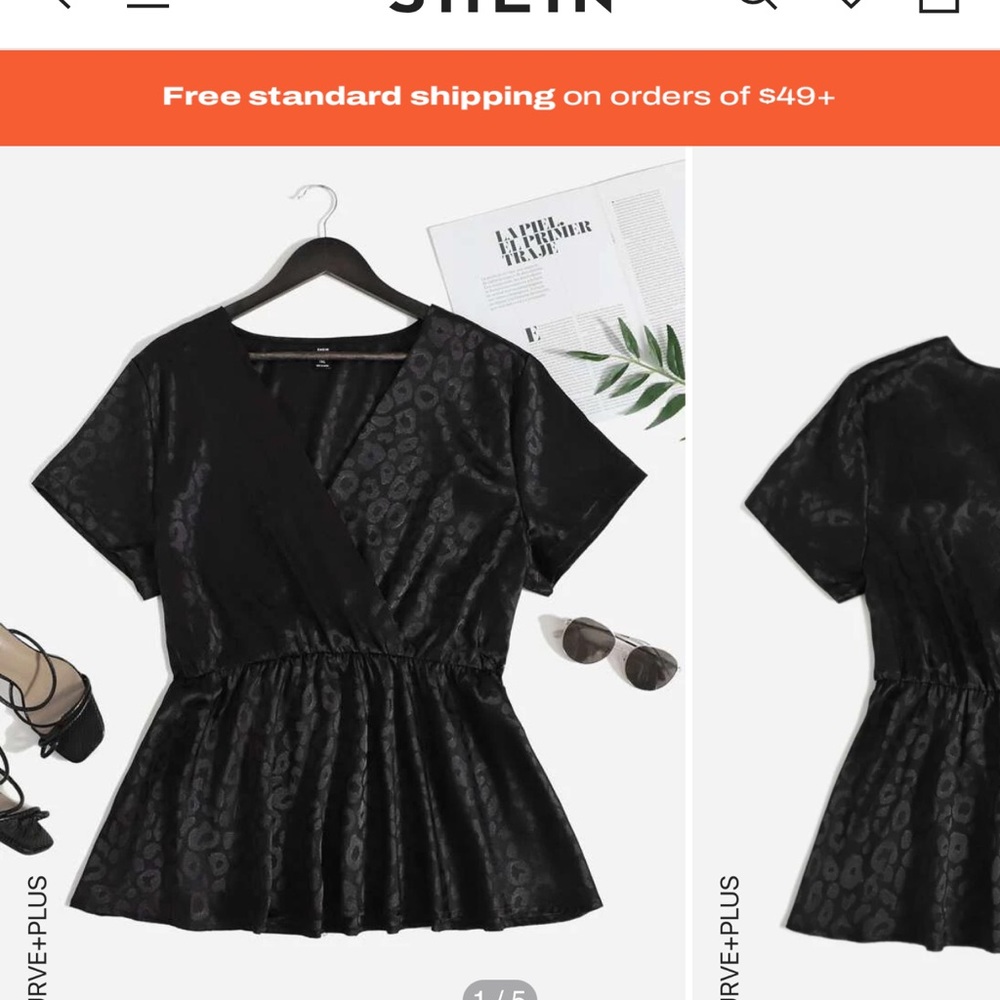 Satin Shein Black Cheetah top